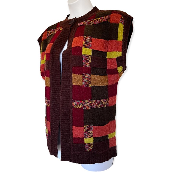 Vintage Woven Single Button Open Cardigan Sweater Size Medium - Picture 3 of 9